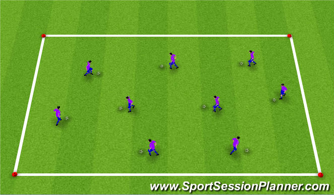 Football/Soccer Session Plan Drill (Colour): Warm-Up: Dribbling & Ball Mastery