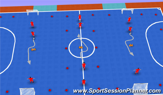 Futsal Session Plan Drill (Colour): TECHNICAL DRIBBLING (5 MIN)