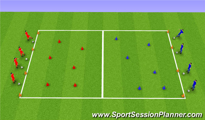 Football/Soccer Session Plan Drill (Colour): Passing Bowling