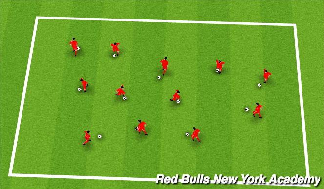 Football/Soccer Session Plan Drill (Colour): Bal skills warm up