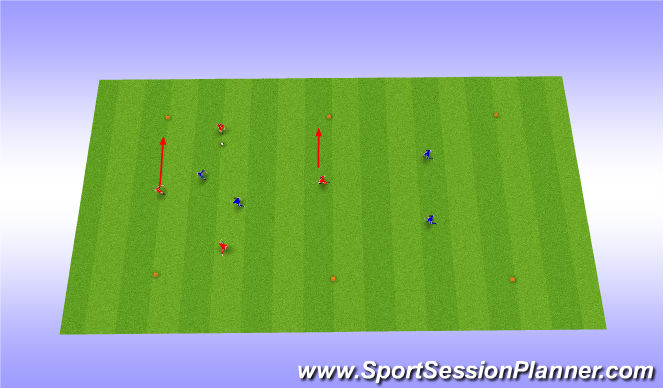 Football/Soccer Session Plan Drill (Colour): 4 vs 2 in two squares