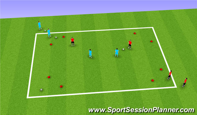 Football/Soccer Session Plan Drill (Colour): 2v2 defending