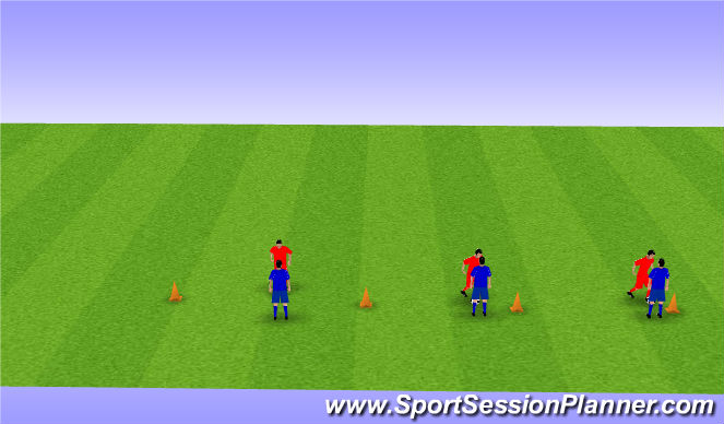 Football/Soccer Session Plan Drill (Colour): 1v1 Dribbling Defense