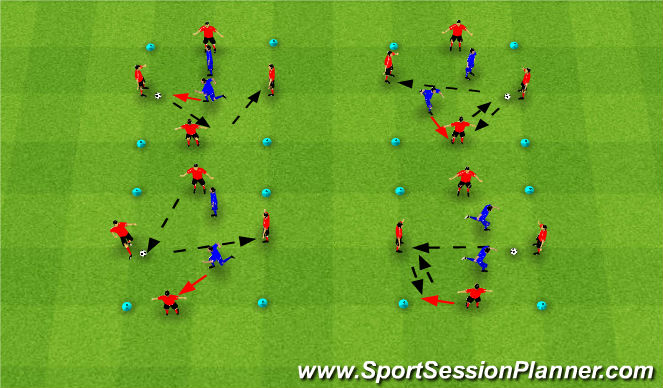 Football/Soccer Session Plan Drill (Colour): Rondo 4v2