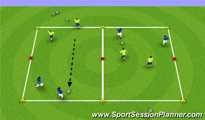 Football/Soccer Session Plan Drill (Colour): Core Activity 2: 2v2 Line Soccer