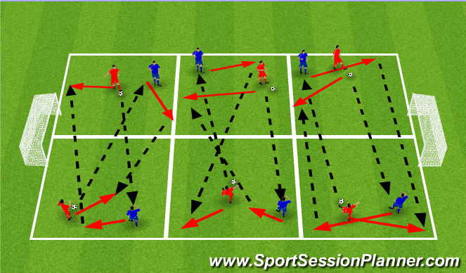 Football/Soccer Session Plan Drill (Colour): Drive and move