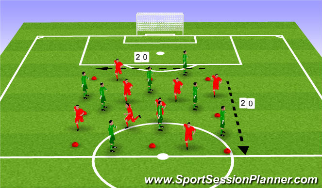 Football/Soccer Session Plan Drill (Colour): 4v4v4v4 possession