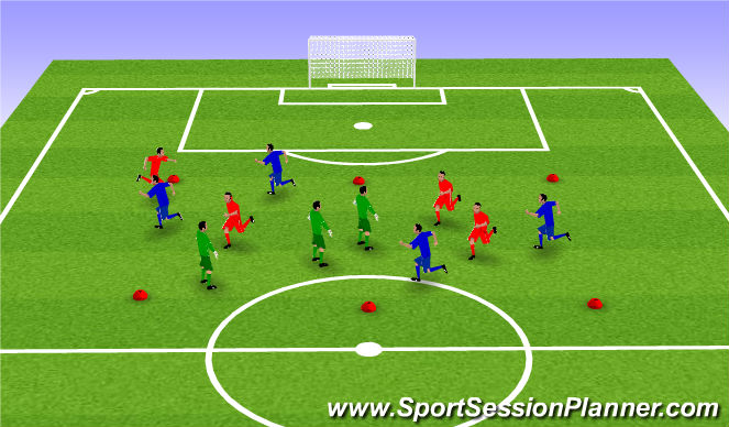 Football/Soccer Session Plan Drill (Colour): 4v4(with3)