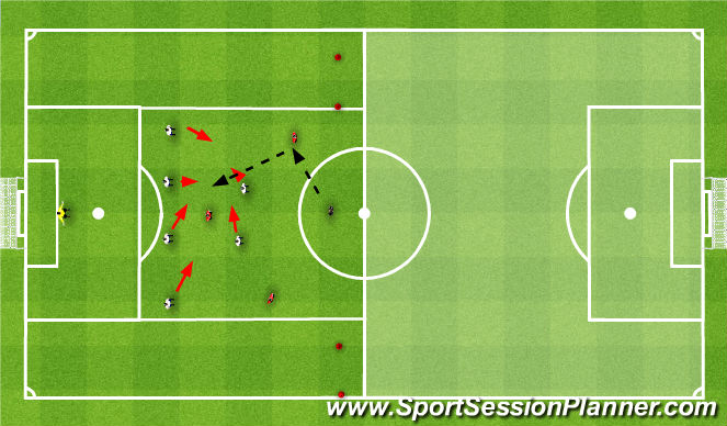 Football/Soccer Session Plan Drill (Colour): Opp - Back 4 and 2 CDM