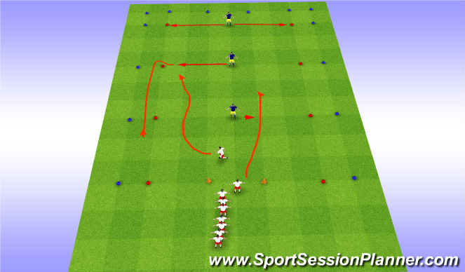 Football/Soccer Session Plan Drill (Colour): Un-Opposed/SAQ