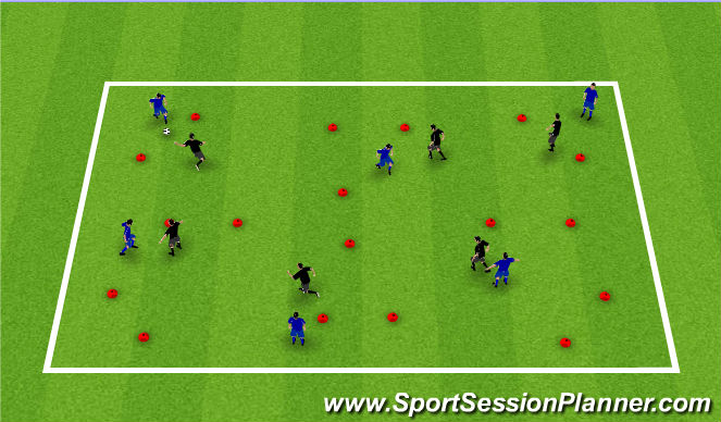 Football/Soccer Session Plan Drill (Colour): Mulit-goal gaame