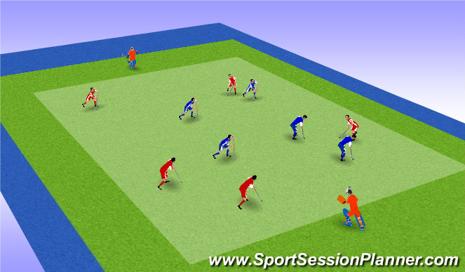 Hockey Session Plan Drill (Colour): 5 v 5 + 1 (Transition Game)