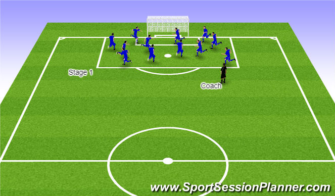 Football/Soccer Session Plan Drill (Colour): Warm Up Stage 1