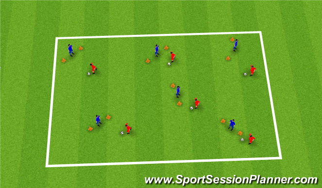 Football/Soccer Session Plan Drill (Colour): practice 2 - oppesed