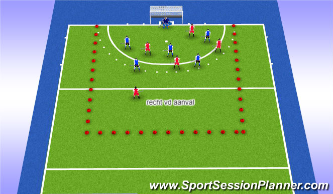 Hockey Session Plan Drill (Colour): recht van de aanval