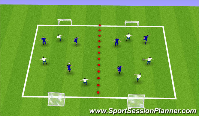 Football/Soccer Session Plan Drill (Colour): Warm up - 3v3 Games