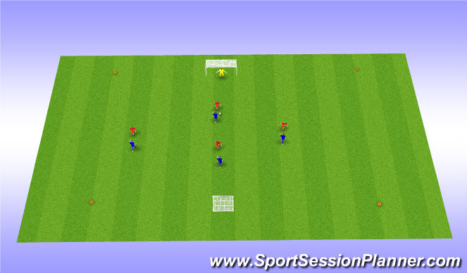 Football/Soccer Session Plan Drill (Colour): Scrimmage 4 vs 4 + goalie