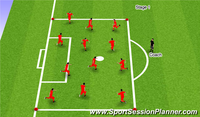 Football/Soccer Session Plan Drill (Colour): Warm up Stage 1