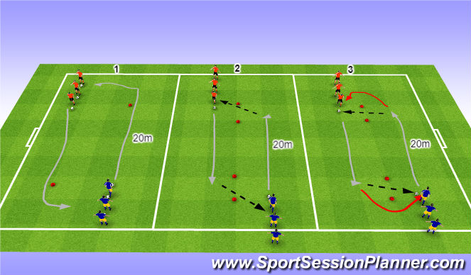 Football/Soccer Session Plan Drill (Colour): Technical Station 1