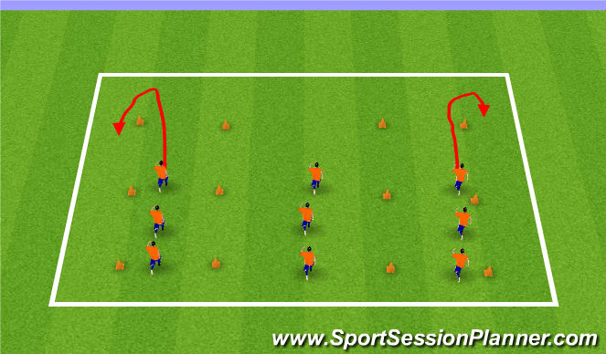 Football/Soccer Session Plan Drill (Colour): Coordinated Warm-Up