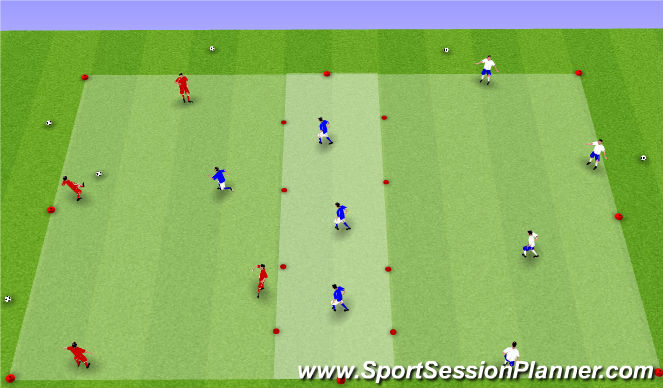 Football/Soccer Session Plan Drill (Colour): Passing and receiving : Skill / Opposed