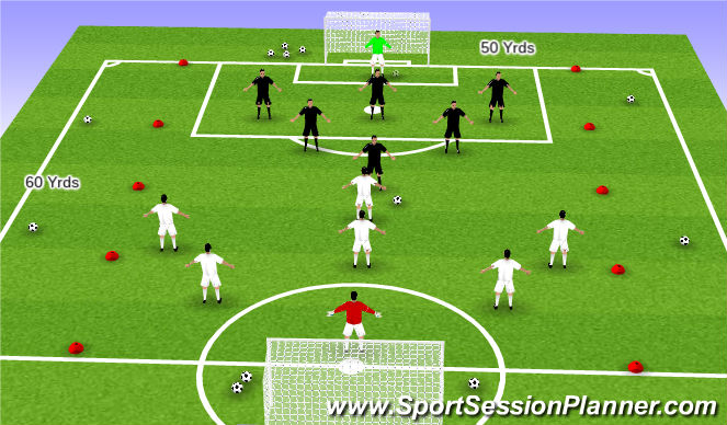 Football/Soccer Session Plan Drill (Colour): Global #2 - 7v7 fee play game