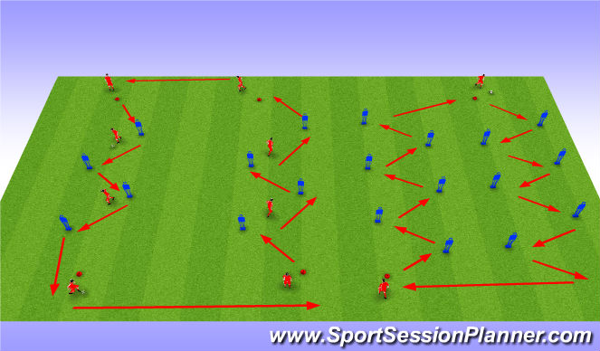 Football/Soccer Session Plan Drill (Colour): Dribbling Zig Zag