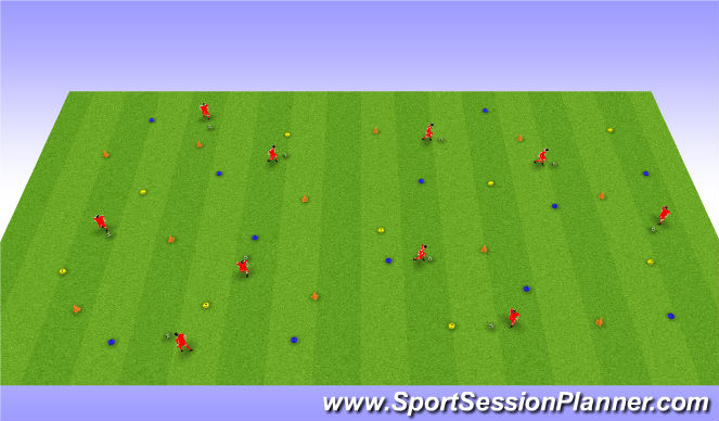 Football/Soccer Session Plan Drill (Colour): Awareness Dribbling