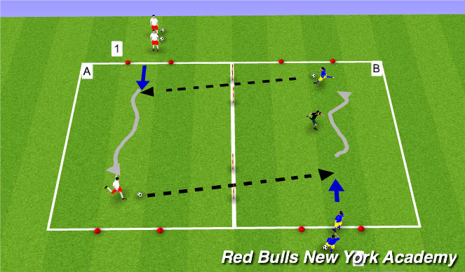 Football/Soccer Session Plan Drill (Colour): Cross Off A Dribble