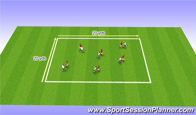 Football/Soccer Session Plan Drill (Colour): Defending 1v1 warm up