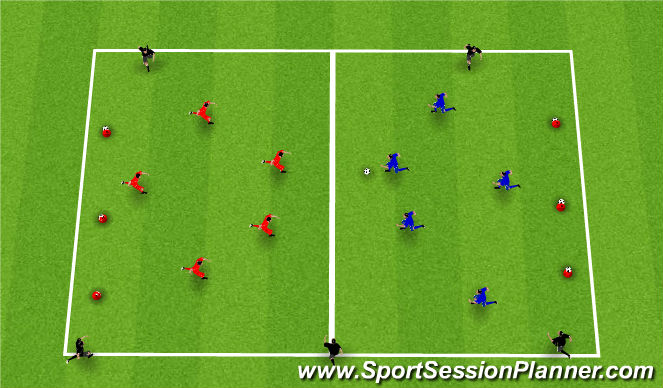 Football/Soccer Session Plan Drill (Colour): SSG 2 - Knock the Ball