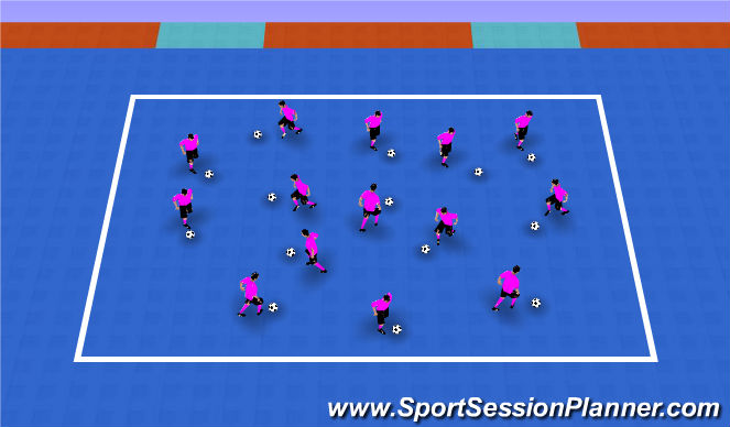 Futsal Session Plan Drill (Colour): Ball Mastery Grid