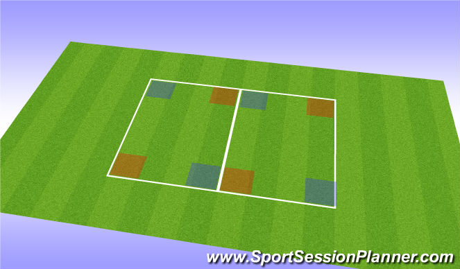 Football/Soccer Session Plan Drill (Colour): 4v4 Diagonal Endzones