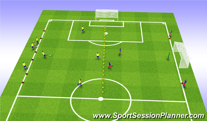 Football/Soccer Session Plan Drill (Colour): 4v2