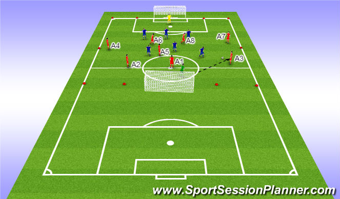 Football/Soccer Session Plan Drill (Colour): Crossing and finishing using full backs, wingers and 2 strikers