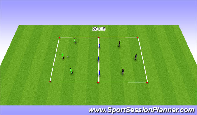 Football/Soccer Session Plan Drill (Colour): 6v3 passing game