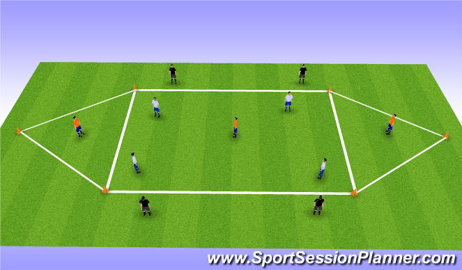 Football/Soccer Session Plan Drill (Colour): 4v4 +3 Possession