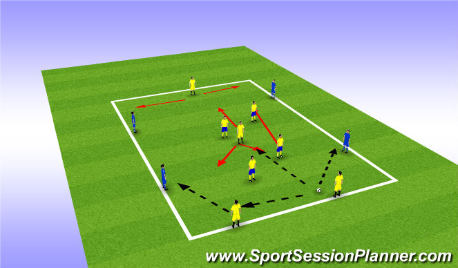 Football/Soccer Session Plan Drill (Colour): 4:4+4 Puig