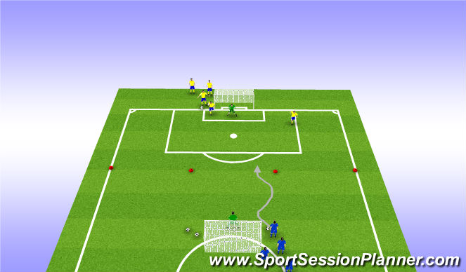 Football/Soccer Session Plan Drill (Colour): We 3-4 Dribbling & Shooting warm up