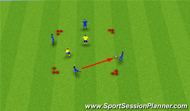 Football/Soccer Session Plan Drill (Colour): 4v1 Rondo