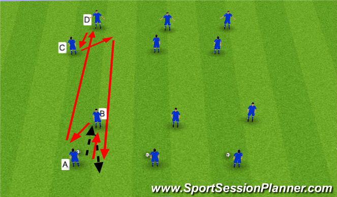 Football/Soccer Session Plan Drill (Colour): WE 1-2 Wall pass warm up