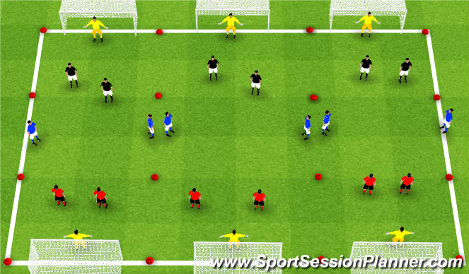 Football/Soccer Session Plan Drill (Colour): 2v2 Plus 2 Games