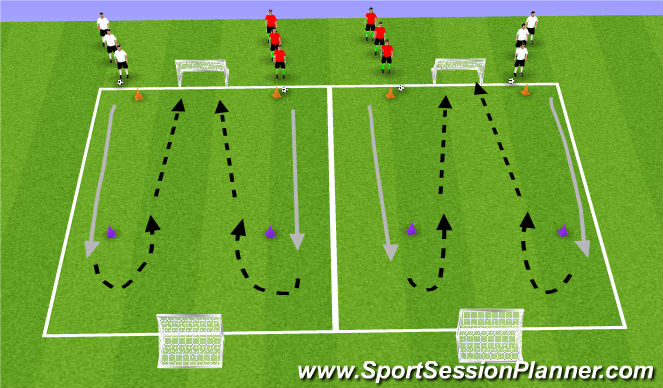 Football/Soccer Session Plan Drill (Colour): technical 1(10mins)