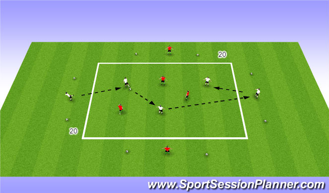 Football/Soccer Session Plan Drill (Colour): 3v3+2 Switching the Play warm up