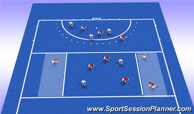 Hockey Session Plan Drill (Colour): Man man and zone shaping