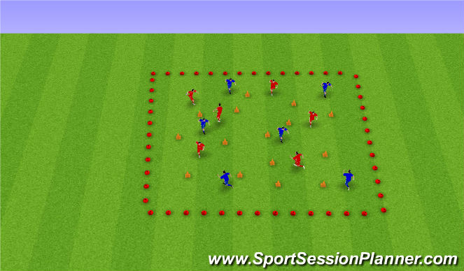 Football/Soccer Session Plan Drill (Colour): Warm-up (Phase 1)