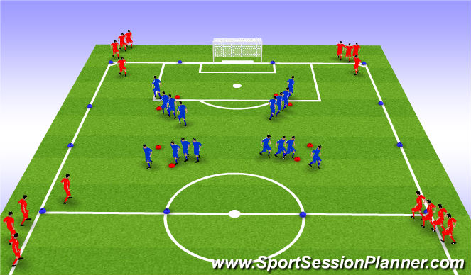 Football/Soccer Session Plan Drill (Colour): Progress into defending