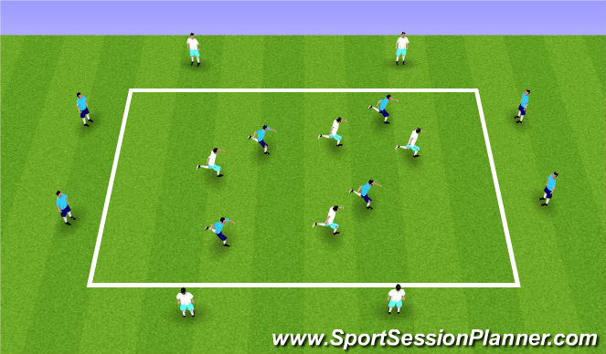 Football/Soccer Session Plan Drill (Colour): 4v4 + 4