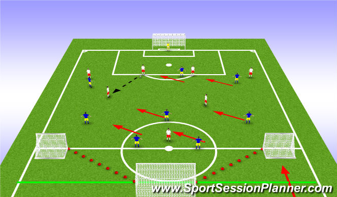 Football/Soccer Session Plan Drill (Colour): 8v6