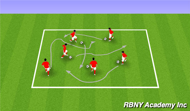 Football/Soccer Session Plan Drill (Colour): Dribbling warm up